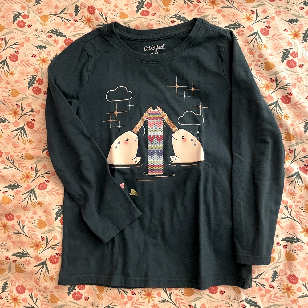 Cat & Jack Dark green long sleeve size XS
